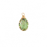 Pendentifs en résine avec imitation de coquille ovale Doré-Vert océan
