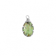 Pendentifs en résine avec imitation de coquille ovale Argenté-Vert océan