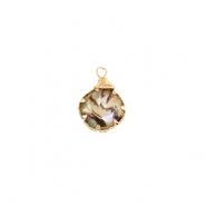 Pendentifs en résine avec imitation de coquille rond Doré-taupe