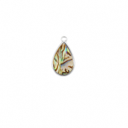 Pendentifs en résine avec imitation de coquille ovale Argenté-taupe