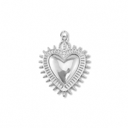 Métal TQ laiton breloques coeur Argenté