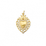 Métal TQ laiton breloques coeur avec lotus Doré