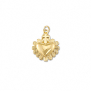 Métal TQ laiton breloques coeur avec croix Doré