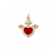 Métal TQ laiton breloques coeur avec aile Doré-rouge