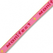 Ruban texte "Manifest" Rose-rouge-doré