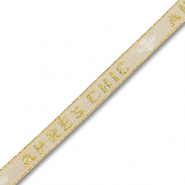 Ruban texte "Après chic" Beige sable-doré-blanc