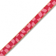 Ruban texte à carreaux Rose-rouge-doré