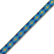 Ruban texte rond avec croix Bleu-doré