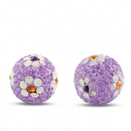 Perles boh&egrave;me rond Violet-blanc