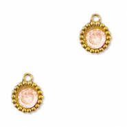 Breloques en acier Inox zirconium rond Doré-orange clair
