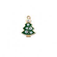 Breloques en métal zirconium sapin de noël Doré-vert