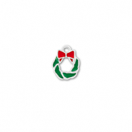 Breloques en métal couronne de noël Argenté-vert-rouge