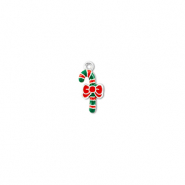 Breloques en métal canne sucre Argenté-vert-rouge