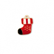 Breloques en métal chaussette de noël Doré-rouge-blanc-noir
