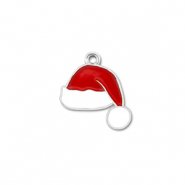 Breloques en métal bonnet de noël Argenté-rouge-blanc