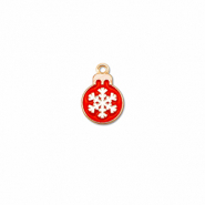 Breloques en métal boule de noël Doré-rouge-blanc