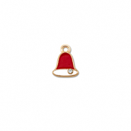 Breloques en métal zirconium cloche de noël Doré-rouge-blanc