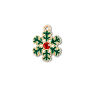 Breloques en métal zirconium flocon de neige Doré-vert-rouge