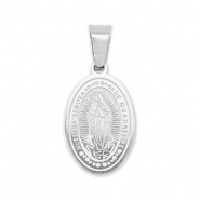 Breloques en acier Inox ovale religieuse Argenté