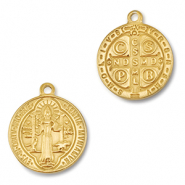 Breloques en acier Inox rond religieuse Doré