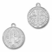 Breloques en acier Inox rond religieuse Argenté