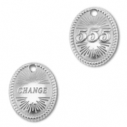 BY31® Breloque en acier Inox numéros des anges 555 / change Argenté