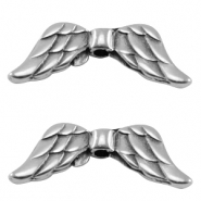 Perles en m&eacute;tal DQ ailes d'anges Argent&eacute; antique (sans nickel)