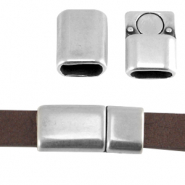 Fermoir aimanté en métal DQ pour cuir plat 10mm Argenté antique (sans nickel)