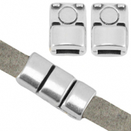 Fermoir aimanté en métal DQ (pour cuir plat 5mm) Argenté antique (sans nickel)
