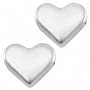 Perles en métal DQ cœur Argenté antique (sans nickel)