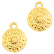 Breloques en métal DQ rond 11x9mm doré (sans nickel)