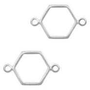 Breloques en métal DQ connecteur hexagone argenté antique (sans nickel)