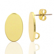 Apprêts en métal DQ puce d'oreille ovale 11x18mm Doré (sans nickel)