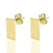 Apprêts en métal DQ puce d'oreille rectangulaire 6x12mm Doré (sans nickel)