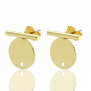 Apprêts en métal DQ puce d'oreille barre avec cercle 20x14mm Doré (sans nickel)