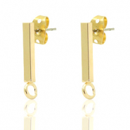 Apprêts en métal DQ puce d'oreille barre 14x2mm Doré (sans nickel)