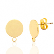 Apprêts en métal DQ puce d'oreille rond 10mm avec anneau Doré (sans nickel)