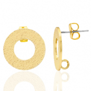Apprêts en métal DQ puce d'oreille rond avec anneau Doré (sans nickel)