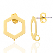 Apprêts en métal DQ puce d'oreille pentagone avec anneau Doré (sans nickel)