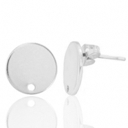 Apprêts en métal DQ puce d'oreille rond 12mm Argenté antique (sans nickel)