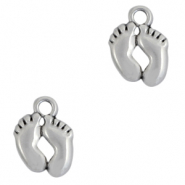 Breloques en métal DQ pieds Argenté antique (sans nickel)