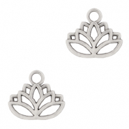 Breloques en métal DQ lotus Argenté antique (sans nickel)