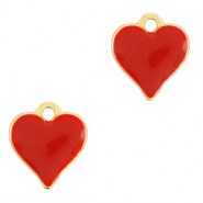 Breloques en métal DQ coeur Doré-rouge (sans nickel)