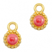 Breloques en métal DQ Rose corail nacré-doré (sans nickel)