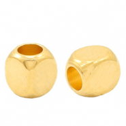 Perles en m&eacute;tal DQ cube 4mm Dor&eacute; (sans nickel)