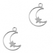 Breloques en métal DQ lune et étoile Argenté antique (sans nickel)