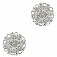 Breloques en métal DQ connecteur fleur Argenté antique (sans nickel)