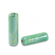 Perles en c&eacute;ramique DQ grecque tube Vert cabane