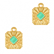 Breloques en métal DQ carré Doré-bleu veraman (sans nickel)