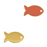 Breloques en métal DQ poisson Doré-rouge corail (sans nickel)